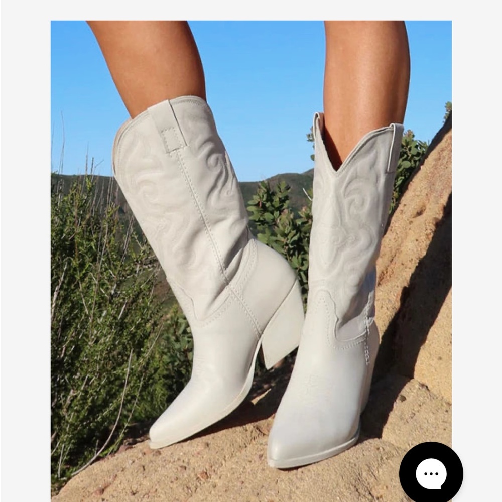 Steve Madden West White Leather Cowboy Boot - 6.5